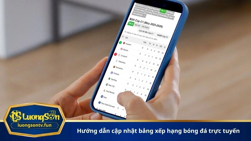 Hướng dẫn cập nhật bảng xếp hạng bóng đá trực tuyến