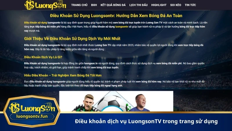 điều khoản dịch vụ LuongsonTV trong trang sử dụng