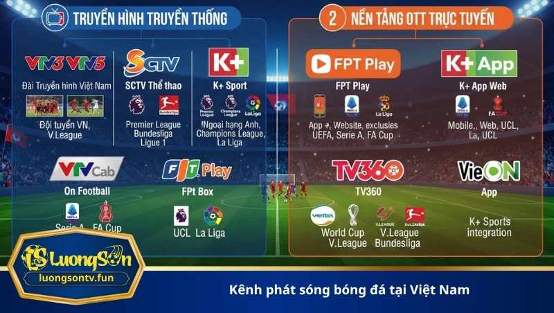 kênh phát sóng bóng đá tại Việt Nam