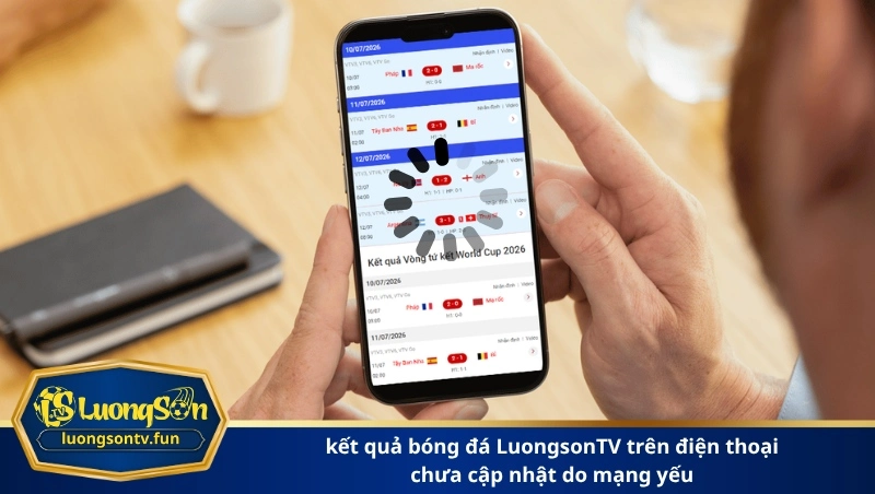 kết quả bóng đá LuongsonTV trên điện thoại chưa cập nhật do mạng yếu