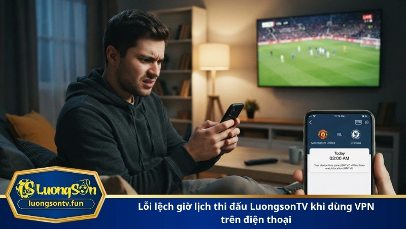 lỗi lệch giờ lịch thi đấu LuongsonTV khi dùng VPN trên điện thoại