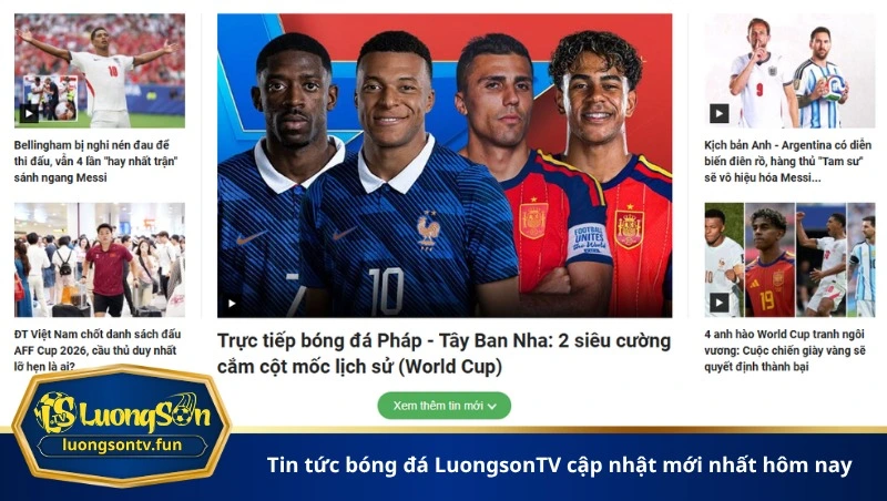 tin tức bóng đá LuongsonTV cập nhật mới nhất hôm nay